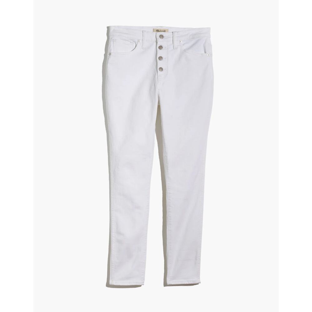 Madewell 10” High Rise Skinny Jeans White Plus 34 Button Fly Step Fray Hem - Picture 2 of 9